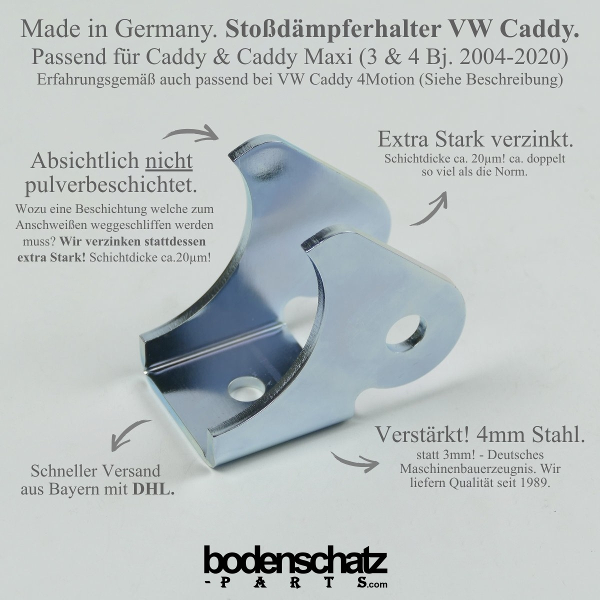 Halter Aufnahme Stossdämpfer VW Caddy Hinterachse 2004-2020 / EXTRA VERZINKT
